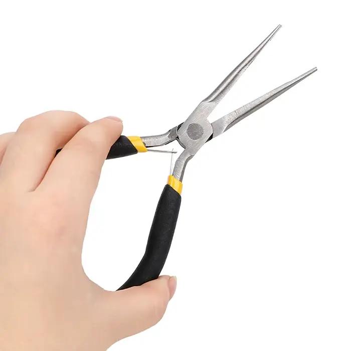 Pince à bec long 45 # Outils à main en acier, outils de réparation d'électricien, dénudage, coupe, serrage, coupe-fil multifonction