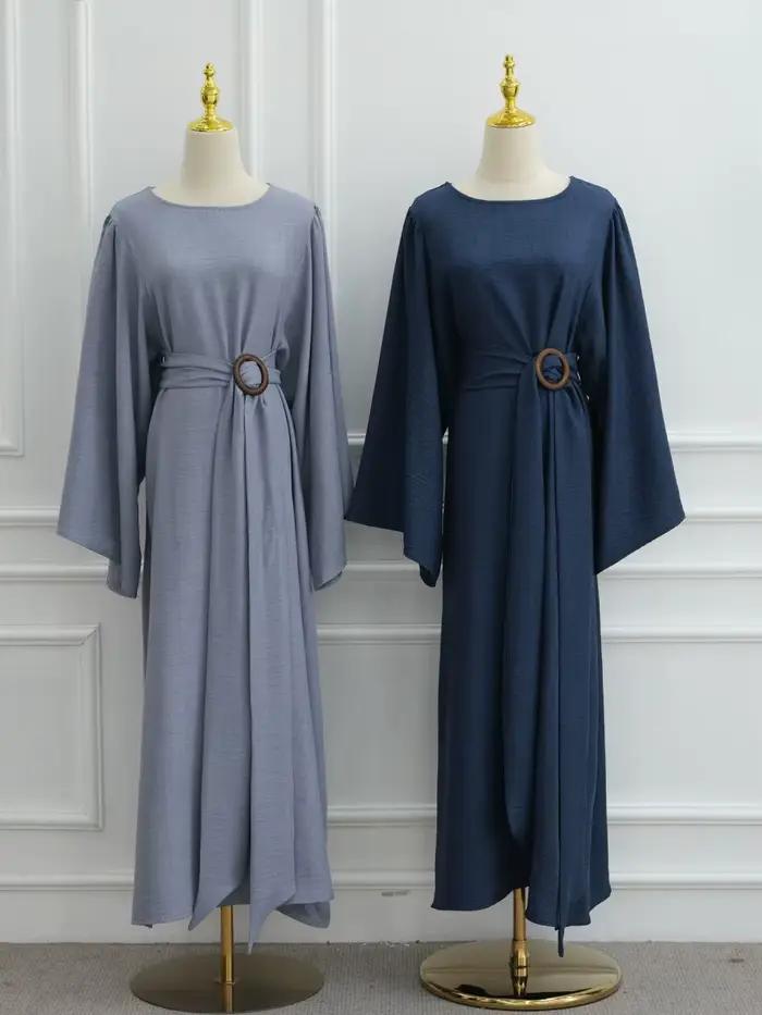 Robe longue décontractée Abaya de Dubaï pour femmes musulmanes du Moyen-Orient, Kaftan uni modeste pour le Ramadan, Robe de prière, Vêtements islamiques pour femme musulmane