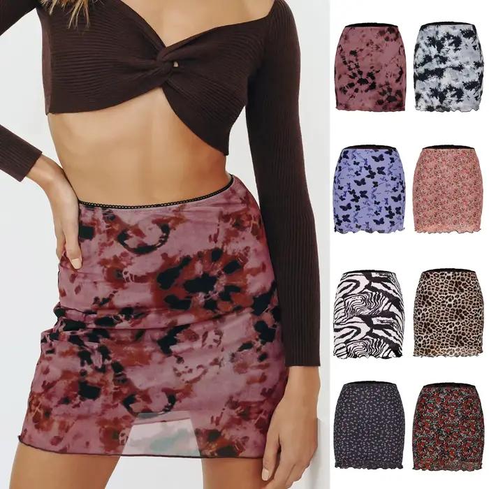Jupe en gaze de maille imprimée GT pour femmes