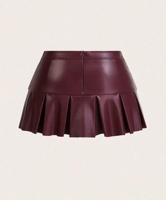 Hiver nouvelle jupe plissée Spice Girl PU cuir Mini