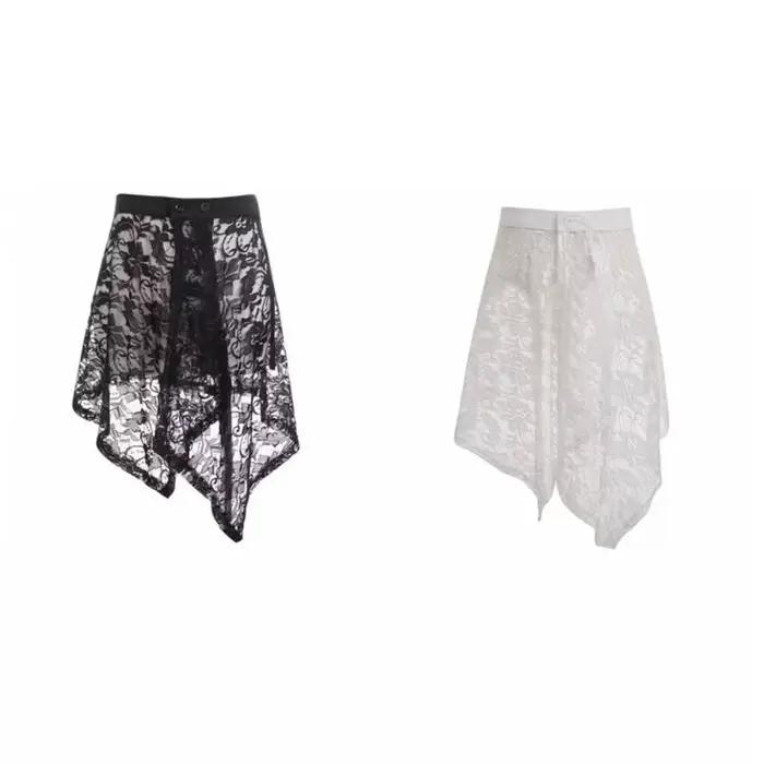 Sous-jupe en dentelle irrégulière, Anti-éblouissement, asymétrique, en maille, robe, Streetwear, taille haute, jupe de sécurité, jupon
