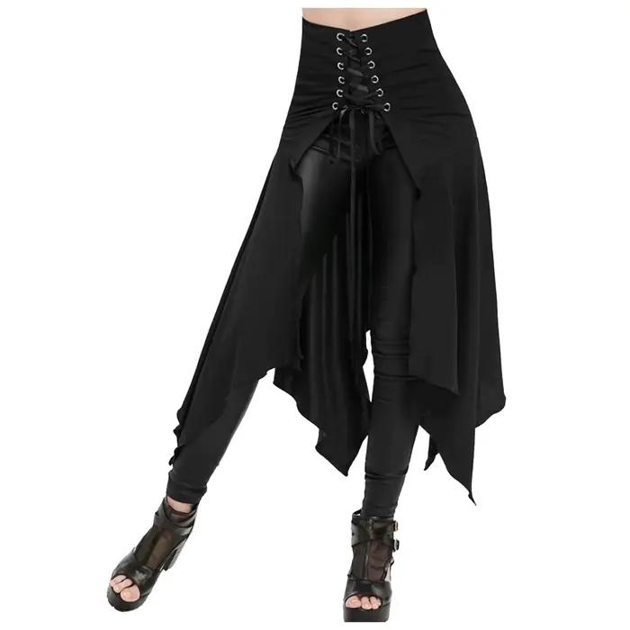 Jupe gothique taille haute vintage médiévale noire pour femmes