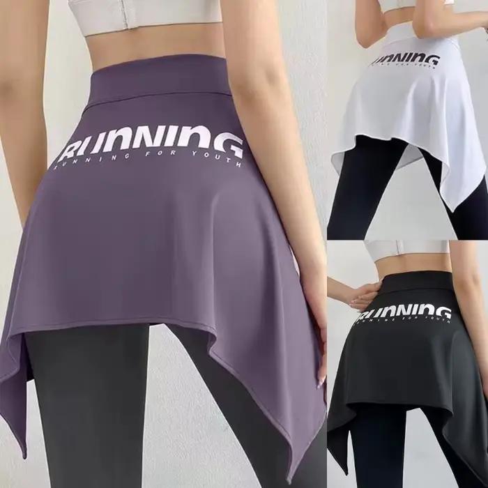 Femmes lettre Yoga Tennis jupe portefeuille auto-attache entraînement couvrir jupes en gros