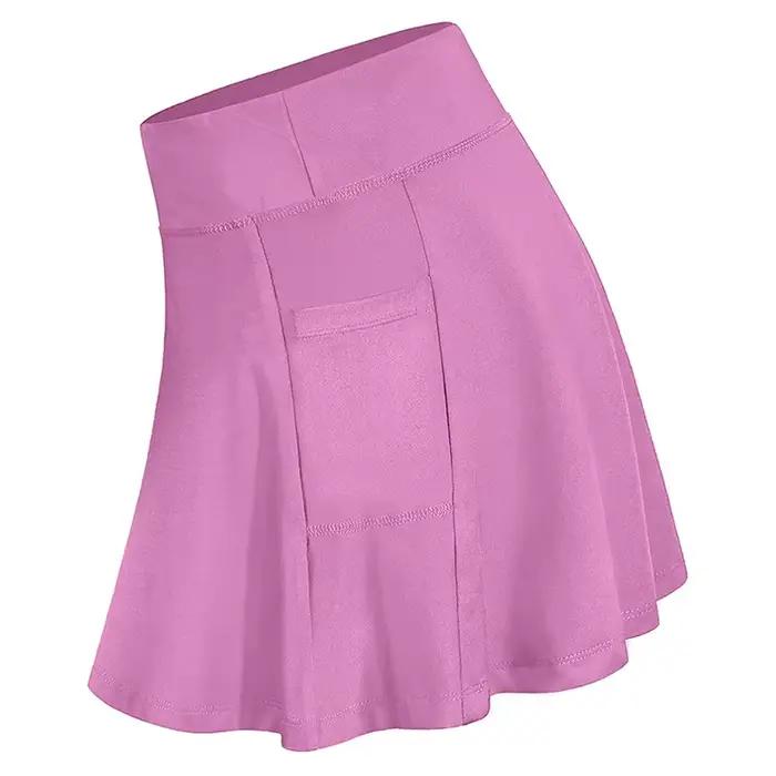Jupe-court de Tennis pour Femmes avec Short Intérieur, Polyestère, Taille Haute Élastique, Idéale pour le Tennis, Golf, Natation et Loisirs Extérieurs