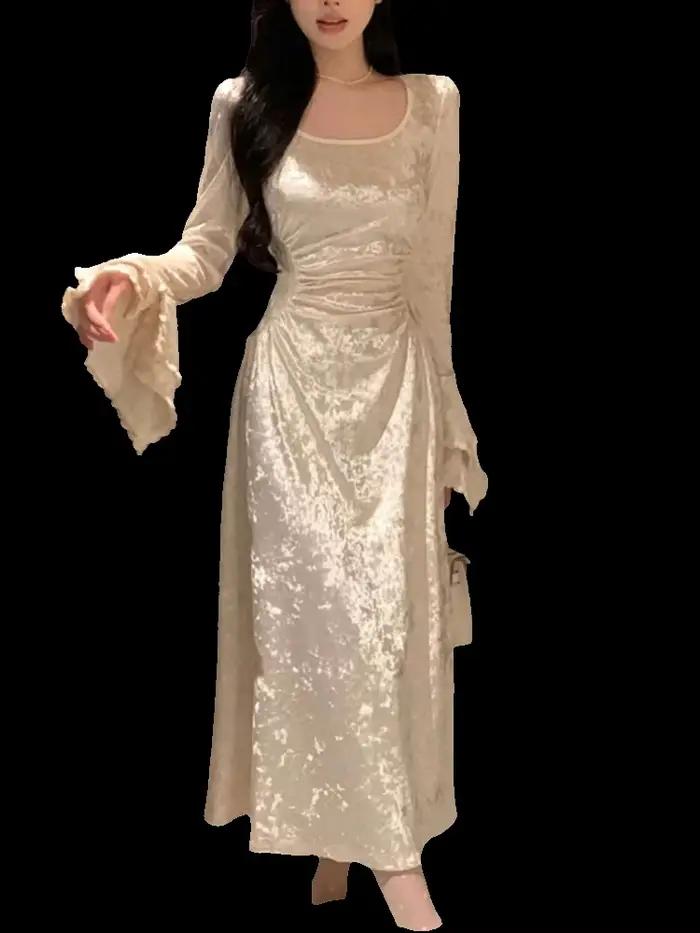 Jielur – robe Vintage à manches longues pour femme