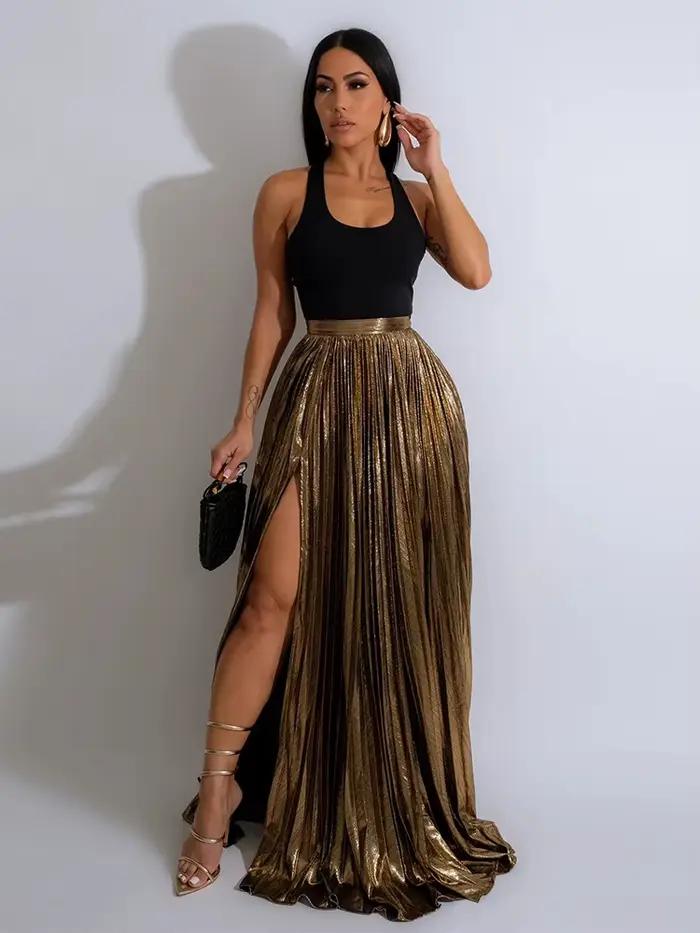 Jupe fine pour femmes Wmstar avec ourlets à volants en polyester pour soirée et club style moderne sexy