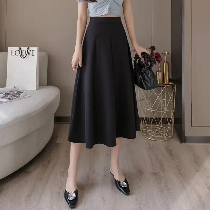 Vêtements une ligne vert femmes jupe bureau Midi jupes formelles