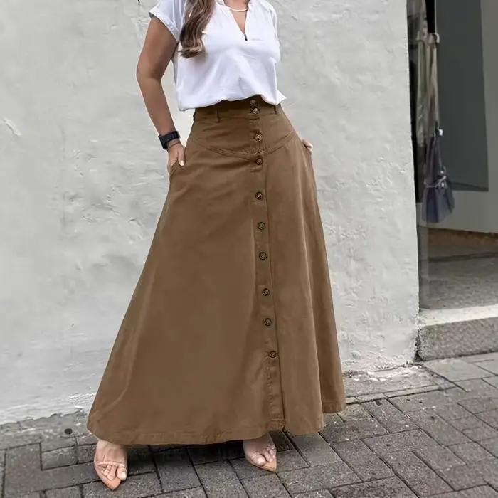 Falda Disfraz Ropa Mujer jupe boutonnée taille haute polyvalente pour l'automne hiver