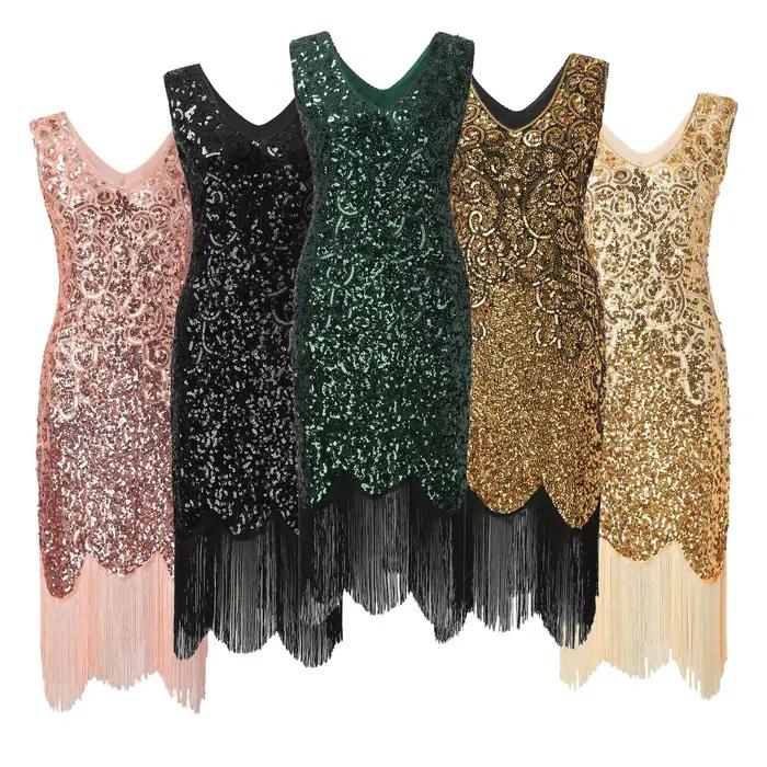 Robe de Soirée Vintage à Paillettes pour Femme