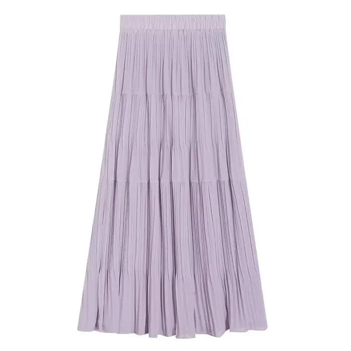 Jupe midi élégante violette à ourlet asymétrique pour femme