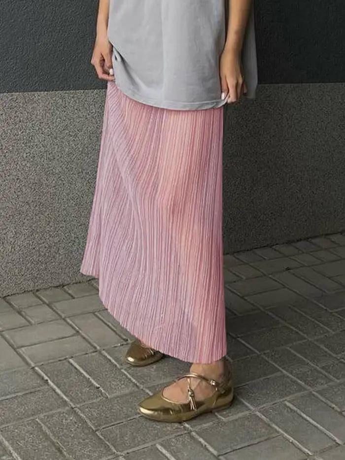 Puloru-Jupe longue en maille transparente pour femme