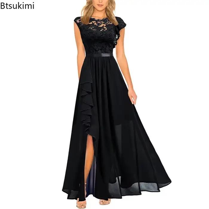 Robe Maxi Élégante Taille Haute Btsukimi En Mousseline de Soie Pour Femmes Occasions Spéciales Soirées Galas Mariages