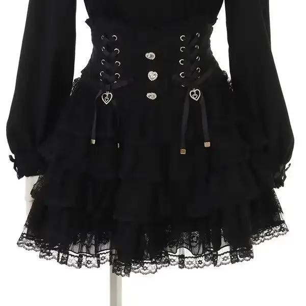 Jupe superposée en dentelle Lolita japonaise pour femmes style demoiselle d'honneur mini jupe trapèze romantique et élégante pour été ocassions spéciales