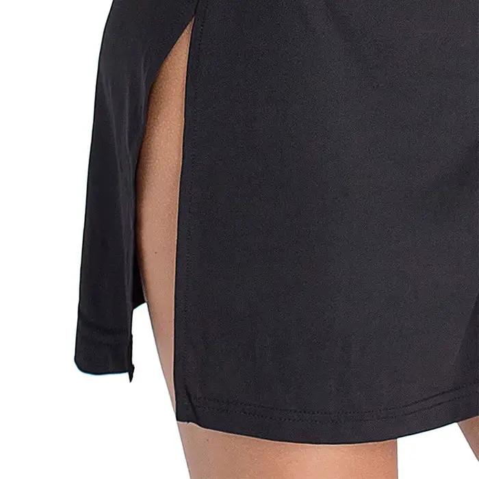Chemise de nuit d'été femmes grande taille robe de nuit Sexy licou vêtements de nuit côté ouvert profond V sans manches nuisette chemise de nuit noir blanc