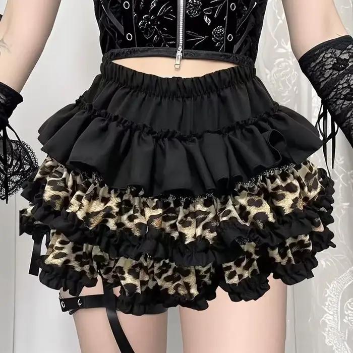 Y2K léopard Sexy jupe sous-culture femmes français Hotsweet Streetwear Patchwork Mini jupes haute rue douce mignonne