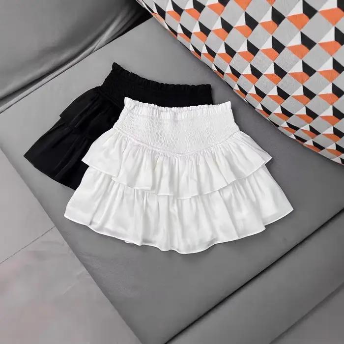 Mini jupe trapèze en mousseline de soie blanche