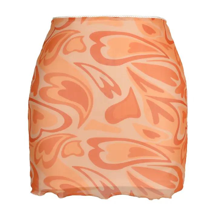 Jupe en gaze de maille imprimée GT pour femmes