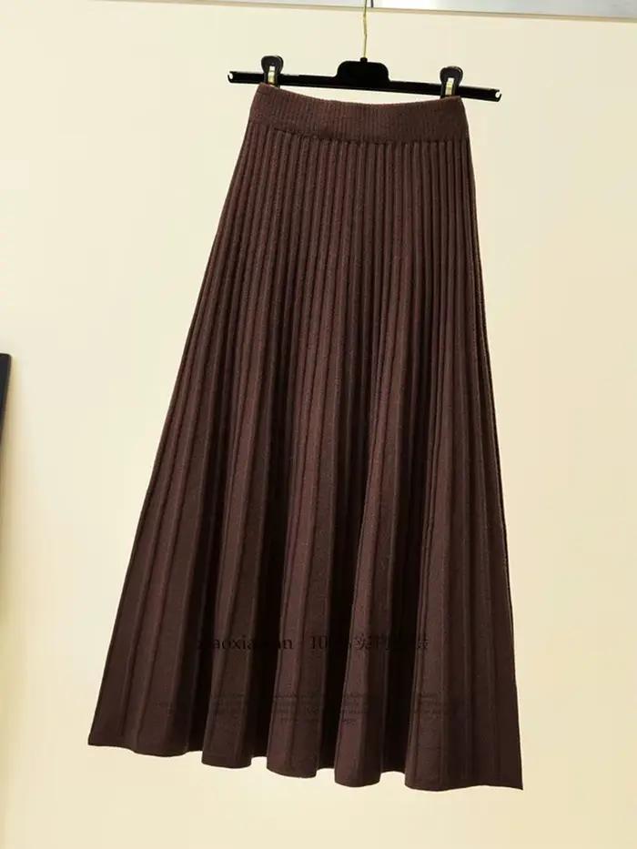 Jupe tricotée vintage décontractée en coton et viscose pour femmes, style streetwear, automne-hiver