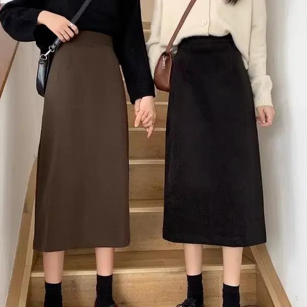 Mini jupe trapèze taille haute en laine noire pour femme