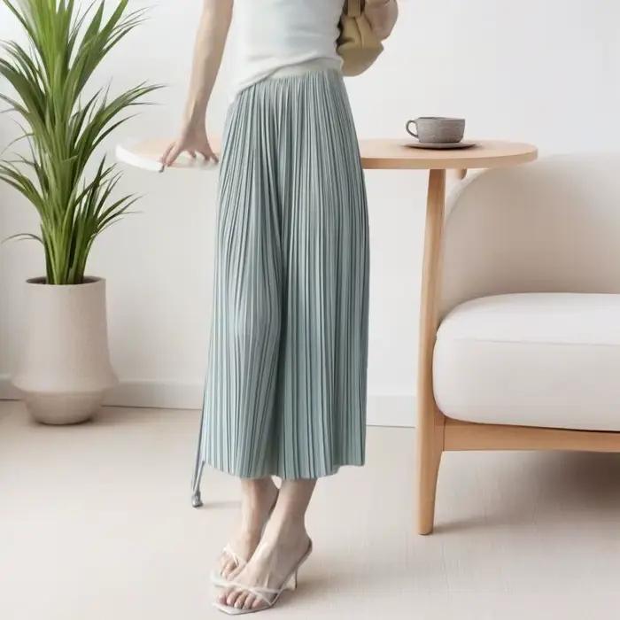 Jupe plissée mi-longue pour femmes, élégante, tempérament à la mode, taille haute, pour les déplacements quotidiens, polyvalente, printemps et été