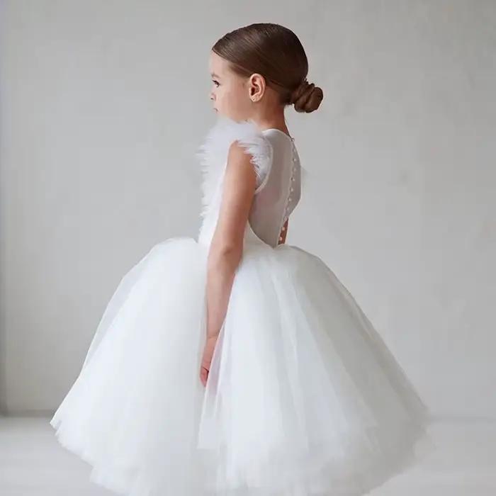 Robe longue en Tulle pour adolescentes, vêtements de fête pour enfants, princesse élégante, robes de cérémonie de mariage en dentelle pour enfants