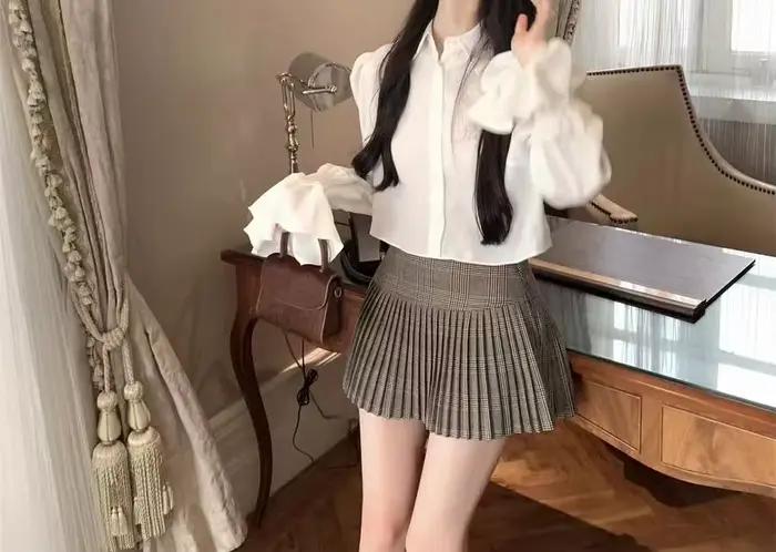 Jupe courte à taille haute à carreaux imprimés