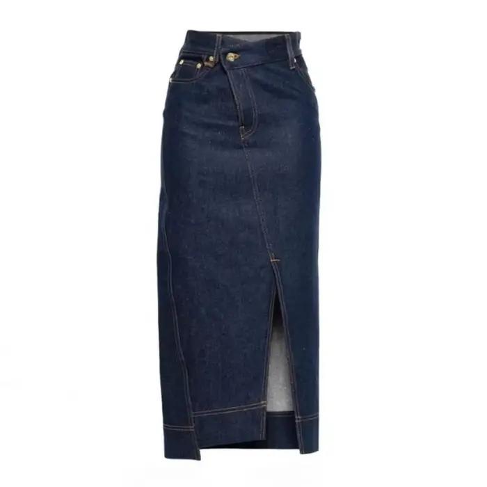 Mini jupe en jean mi-longue pour femmes