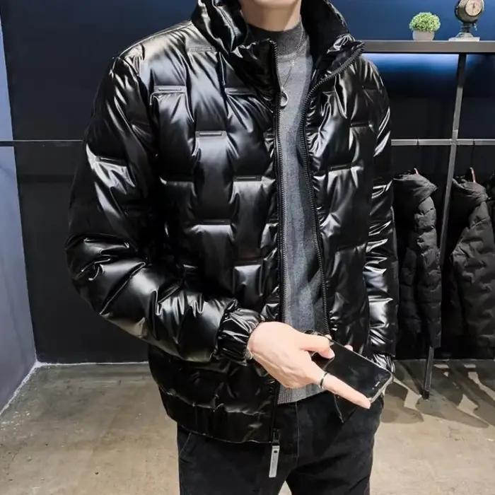 Doudoune brillante pour homme, manteaux rembourrés, Parkas courts à col rembourré, vêtements d'extérieur d'hiver 2021, mode 2025, Promotion extérieure chaude