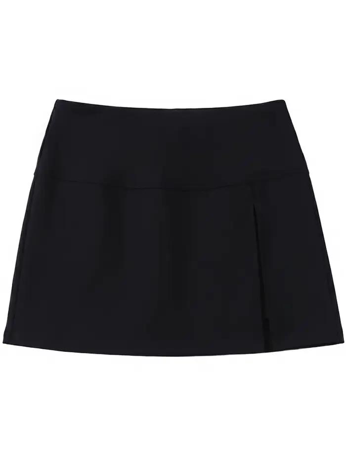 CHIC VEN Nouvelle Jupe Femme Coupe Trapèze Noire Fendue