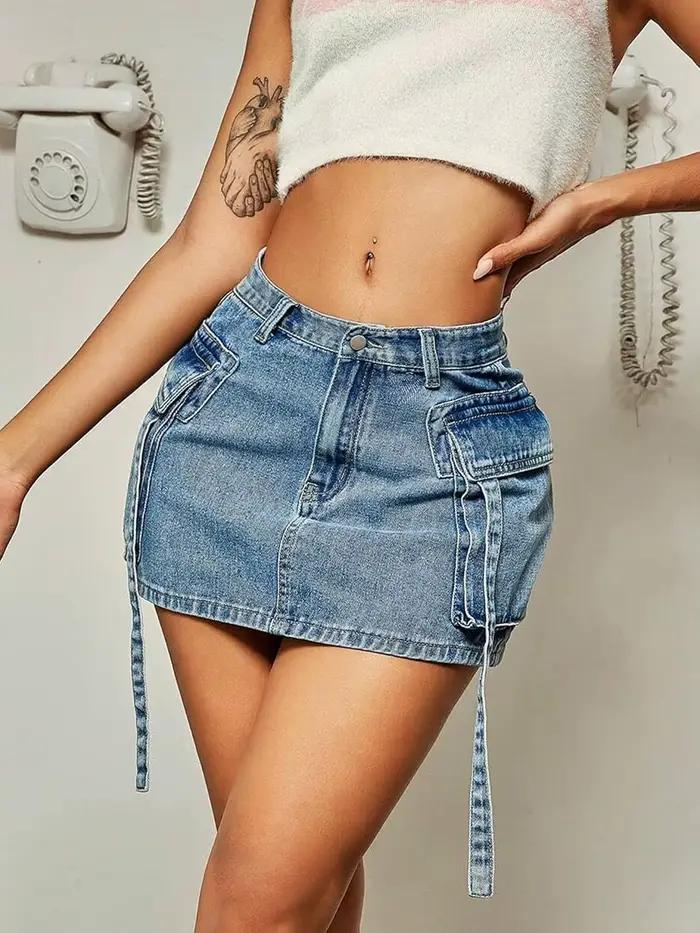 2026 nouvelle jupe Cargo femmes Y2k bouton Mini