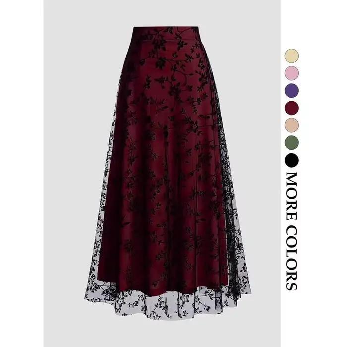Jupe en tulle rétro couleur unie style années 50, élégante, pour femme et fille, été, deux couches, décontractée, en dentelle et résille.