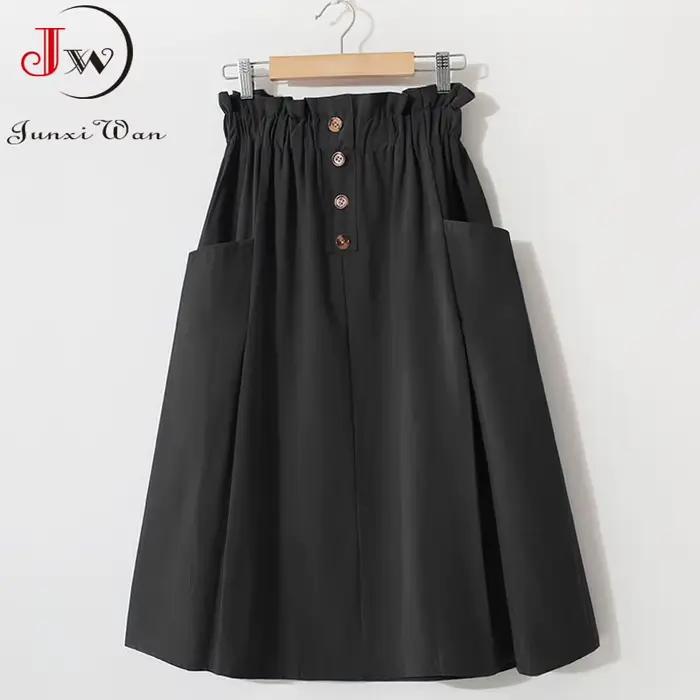 Jupe mi-longue taille haute A-Line avec poche pour femmes