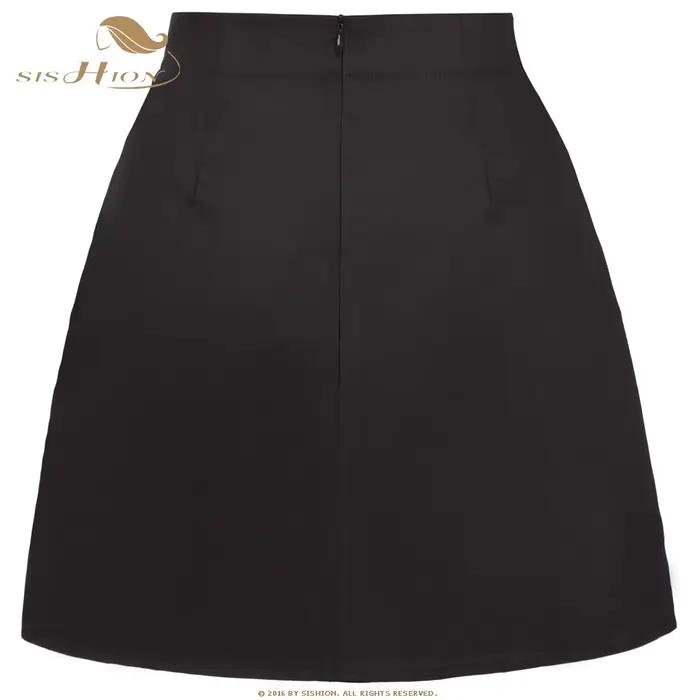 SISHION coton Sexy jupe noire SS0008 taille haute Vintage couleur unie Mini