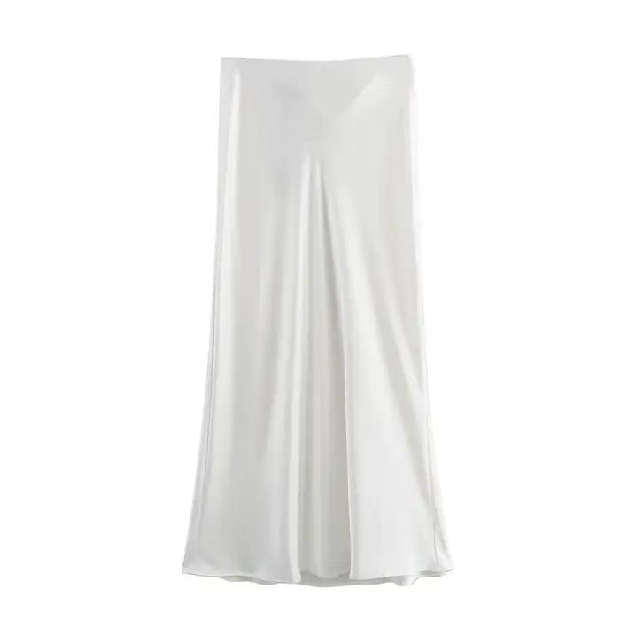 Jupe mi-longue élégante en Satin de soie pour femmes