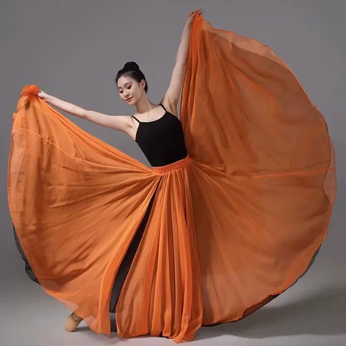 Jupe de danse classique à double couche avec rotation à 720 degrés