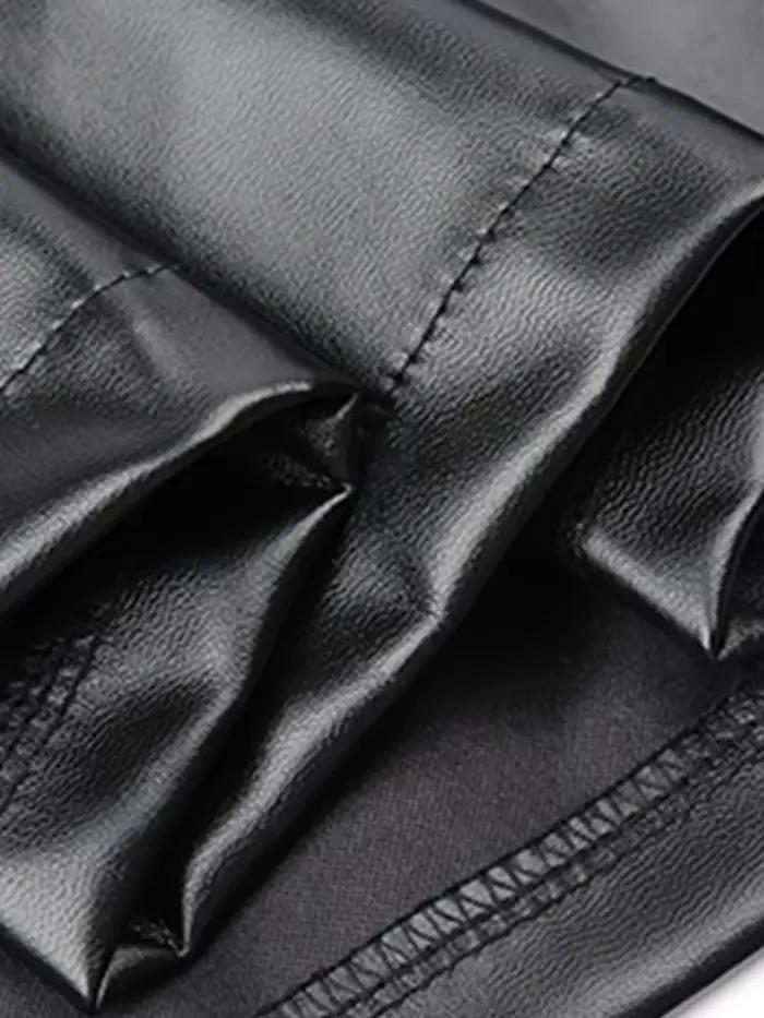 Lautaro printemps automne noir doux Pu cuir jupe plissée femmes taille haute Goth Vintage Style Punk luxe vêtements de créateur 2025