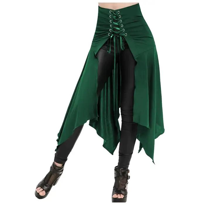 Jupe gothique taille haute vintage médiévale noire pour femmes