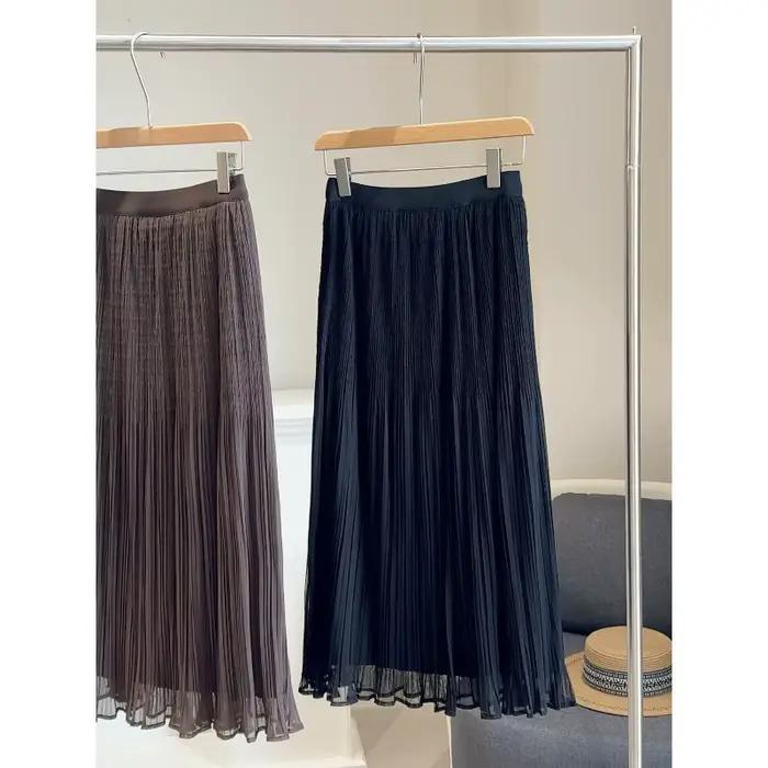 Jupe plissée taille haute en maille pour femme