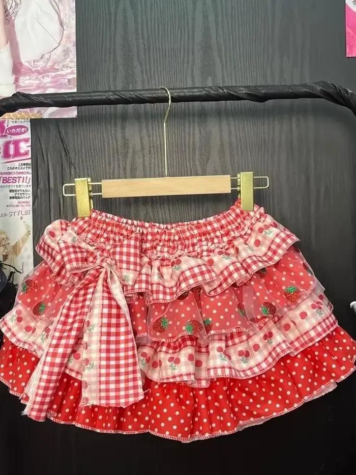 Nouvelle jupe mignonne à motif fraise pour femme