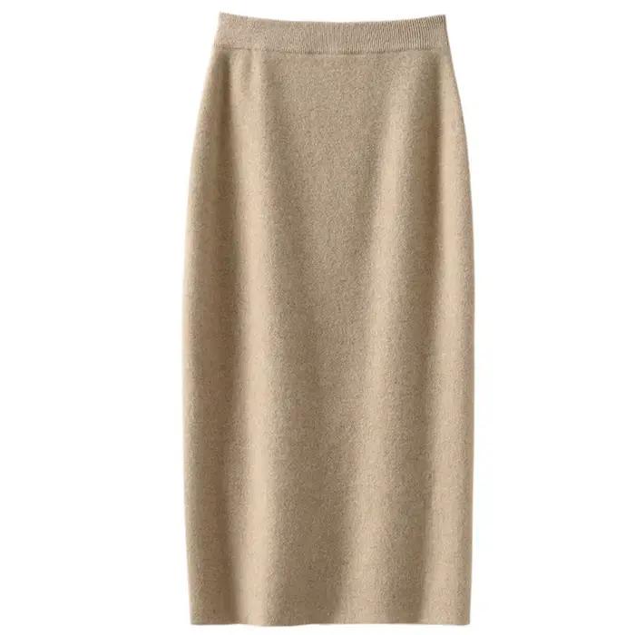 Jupe longue en laine tricotée pour femme, haut de gamme, taille haute, Joker, nouvelle collection automne et hiver
