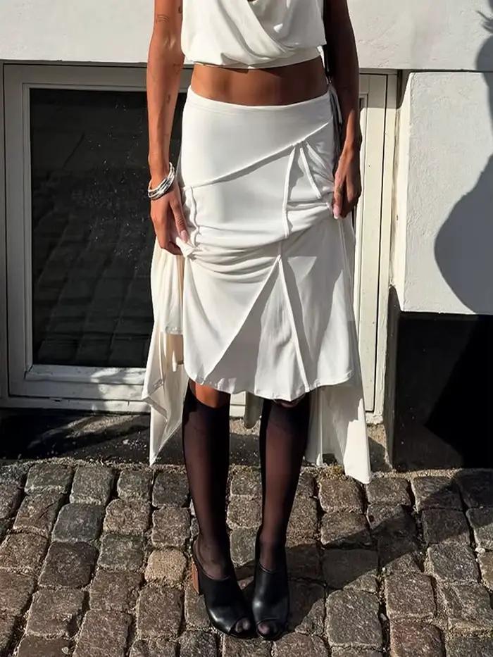 Jupe taille basse décontractée à lacets irréguliers pour femmes