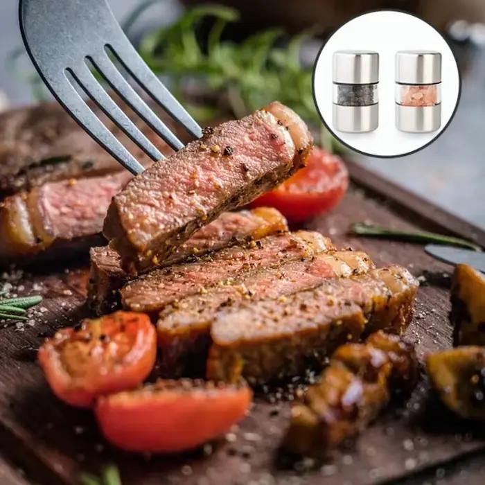 Moulin manuel en acier inoxydable, 2 en 1, pour sel, assaisonnement, outils de cuisine