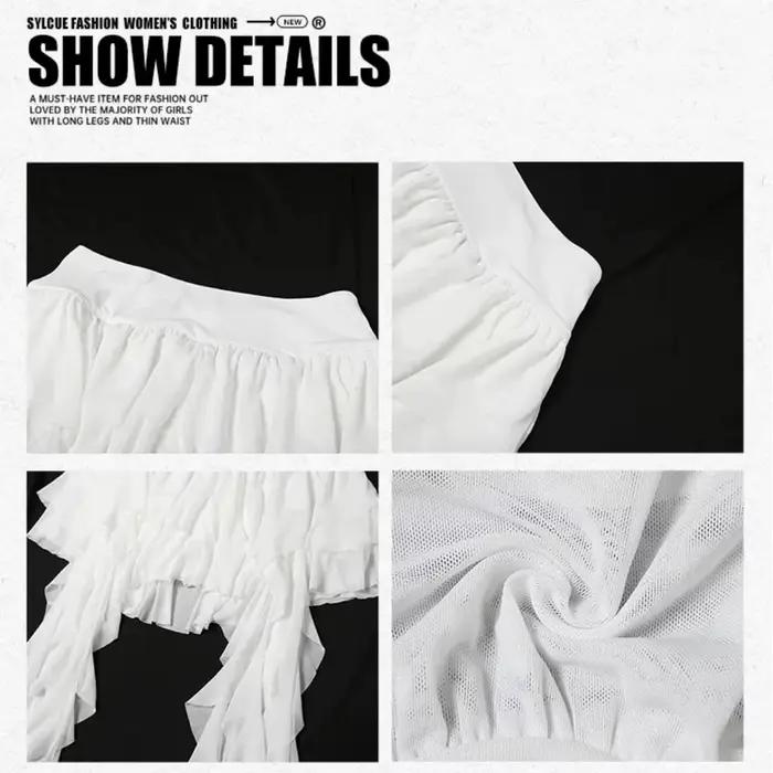 Jupe-short asymétrique superposée taille haute pour femme