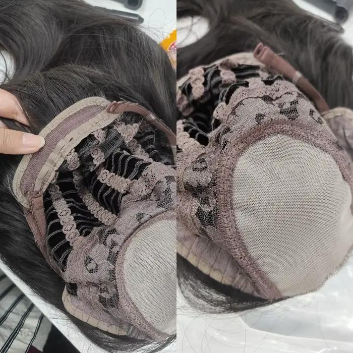 Perruque noire pour femmes, cheveux longs et lisses, bandeau, perruque Lace Front Wig, tempérament Cosplay pour usage quotidien, perruques synthétiques noires Lolita