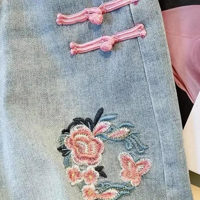 Jupe en jean mi-longue taille haute pour femme