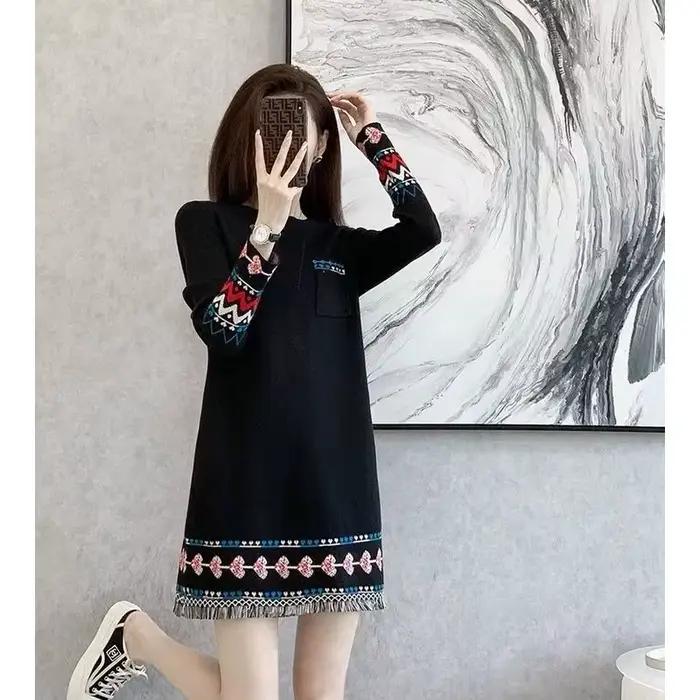 Robe tricotée à bascule pour femme, jupe pull de Style français, nouvelle collection automne-hiver