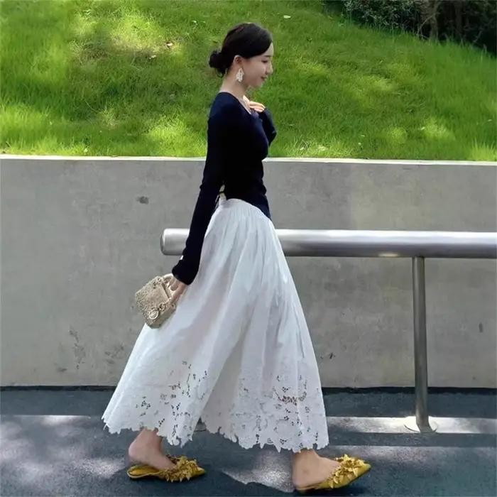 Jupe longue trapèze élégante en crochet pour femme