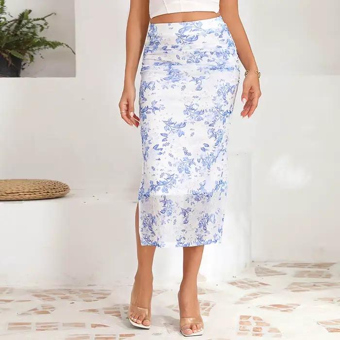 Jupe midi pour femme avec imprimé résille sexy