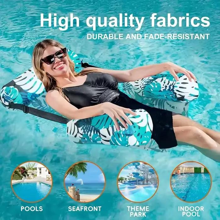 Chaise longue gonflable pour piscine, plage, loisirs, lits flottants d'été, transat flottant avec accoudoirs et dossier