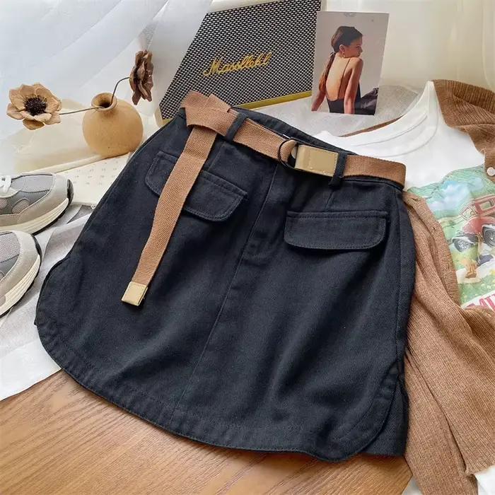 Jupe en jean style safari coréenne pour femmes